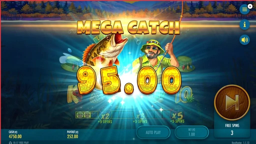 Cenário de pesca nórdica no slot Bass Hunter