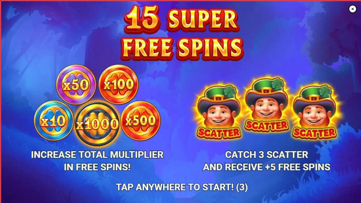 Interface vibrante do caça-níqueis Lucky Penny Power Scatter com tema irlandês